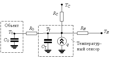 Эквивалентная теплоэлектрическая схема измерения температуры