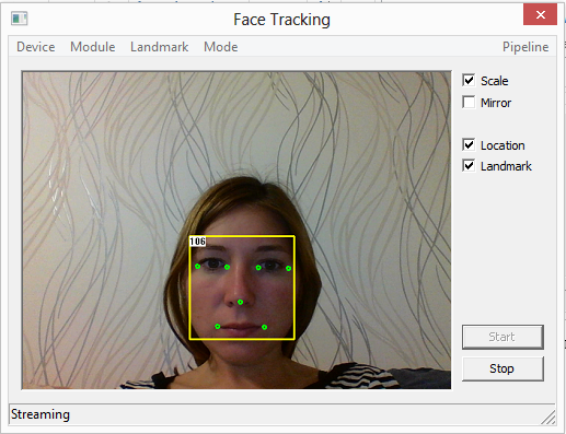Работа приложения face_tracking