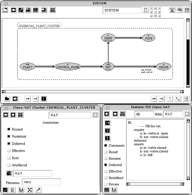 Работа с кластером, классом и компонентом в Case (Вариант для Sun Sparcstation с Motif, доступны версии для Windows и других операционных систем)