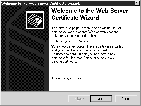 Мастер сертификатов веб-сервера (Web Server Certificate Wizard)