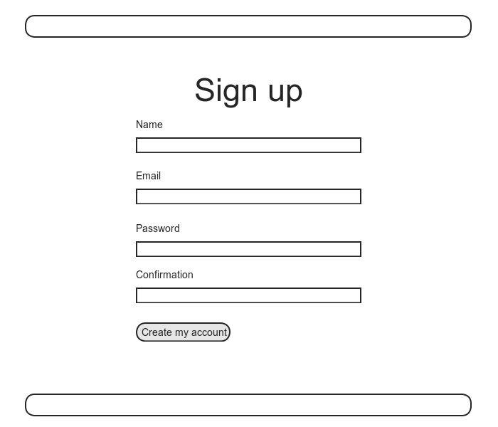 Набросок страницы регистрации пользователей.
