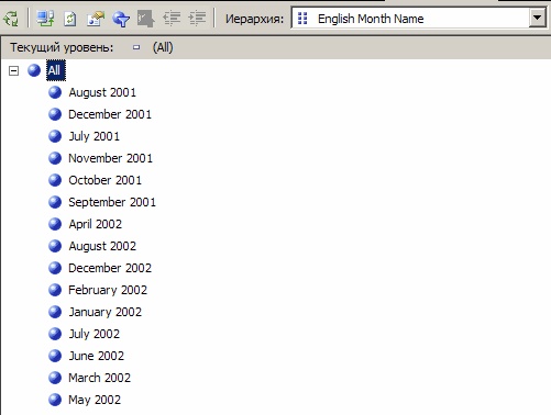  Элементы иерархии атрибута "English Month Name"