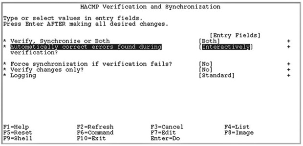 Расширенная верификация и синхронизация HACMP