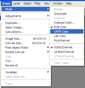 Диалог выбора цветового пространства в программе Adobe Photoshop