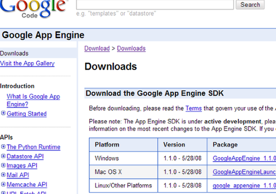 Загружаем Google App Engine SDK