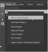 Переход к редактированию приложения в Visual Studio посредством контекстного меню