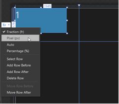 Нажмите на метку первой строки и в выпадающем меню поменяйте Fraction на Pixel