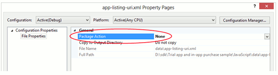 Убедитесь, что XML-файлы конфигурации для объекта имитатора не попадут в пакет приложения в Магазине Windows