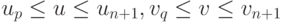 u_p \le u \le u_{n+1}, v_q \le v \le v_{n+1}