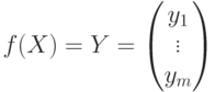 f(X)=Y=\begin{pmatrix}y_1\\\vdots\\y_m\end{pmatrix}