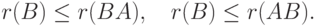 r(B) \leq r(BA),\quad r(B) \leq r(AB).