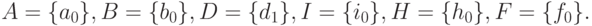 A = \{a_{0}\}, B = \{b_{0}\}, D = \{d_{1}\}, I = \{i_{0}\}, H = \{h_{0}\}, F = \{f_{0}\}.