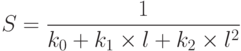 S=\frac{1}{k_0+k_1\times l+k_2\times l^2